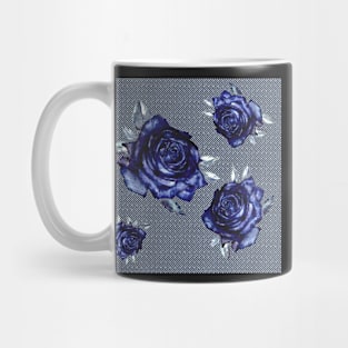 striped blue rose -white Mug